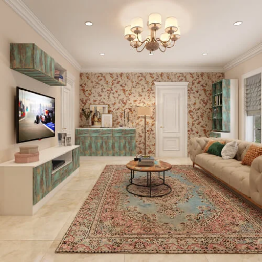 Neutral Vintage Living Room Design