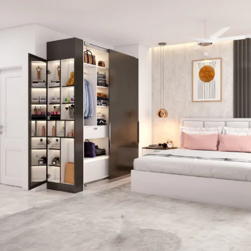 A wardrobe with hidden dresser